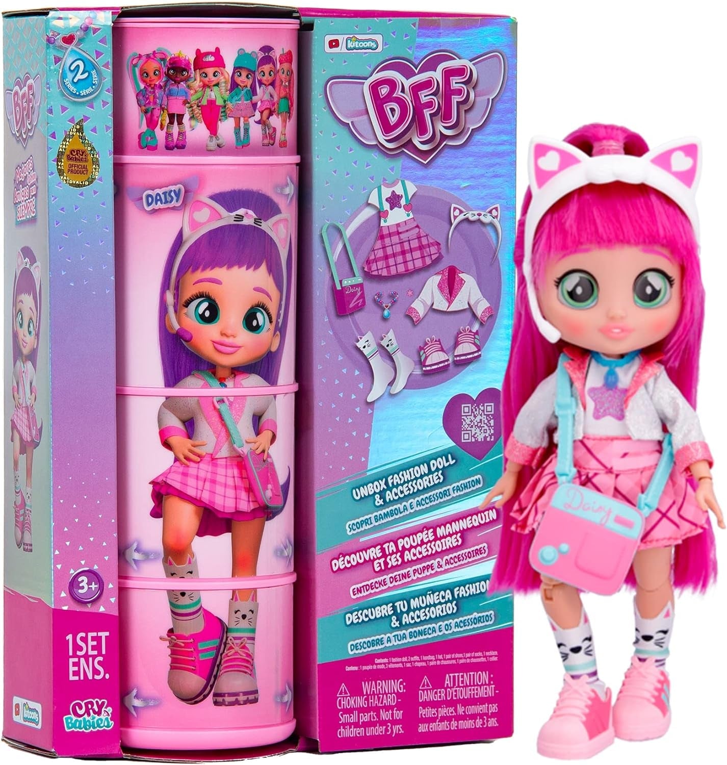 S2 Hannah Modepuppe mit Langen Haaren, Stoffkleidung und 10 Accessoires – Spielzeuggeschenk für Mädchen und Jungen + 5 Jahre