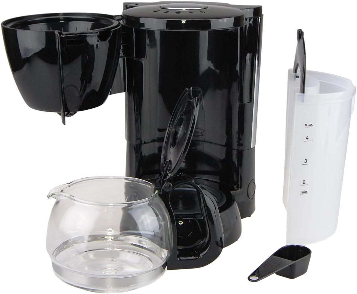 Cafetieră cu filtru grossag cu carafă de sticlă KA 12.17 | 0,6 litri pentru 4 cești de cafea | 600 wați | Negru - Oțel inoxidabil