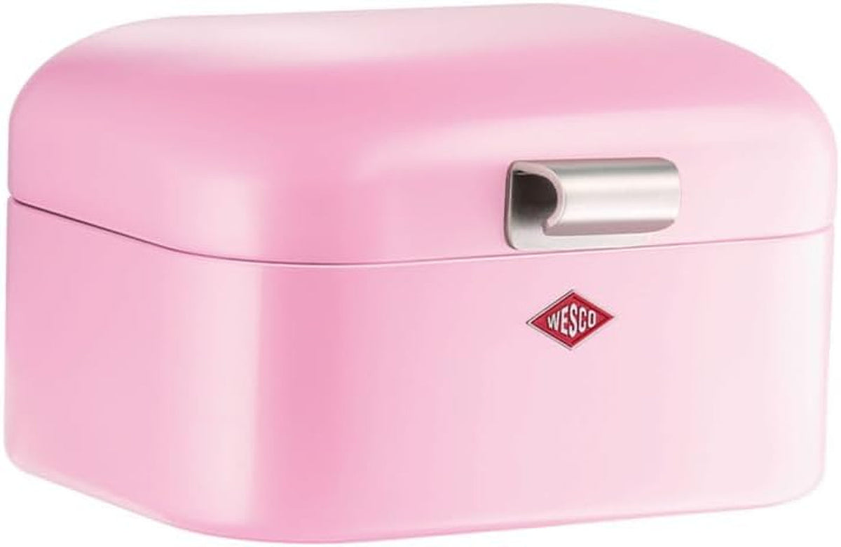 Coș pentru pâine Wesco Mini Grandy în culoarea roz, tablă de oțel acoperită cu pulbere, găuri de ventilație și mâner robust Cutii depozitare alimente Naty Shop Roz