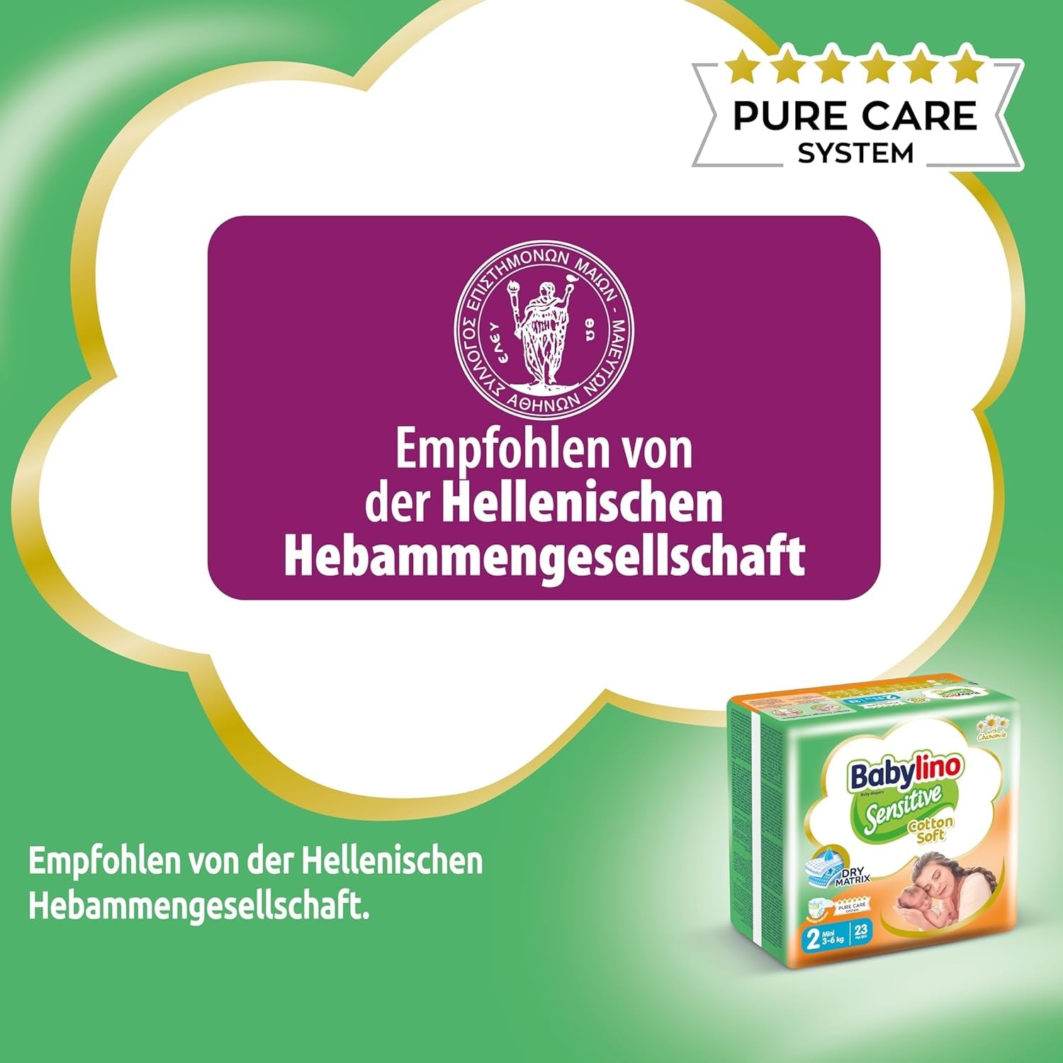 Scutece pentru bebeluși sensibili, mărimea 2, mini (3-6 kg), 192 scutece