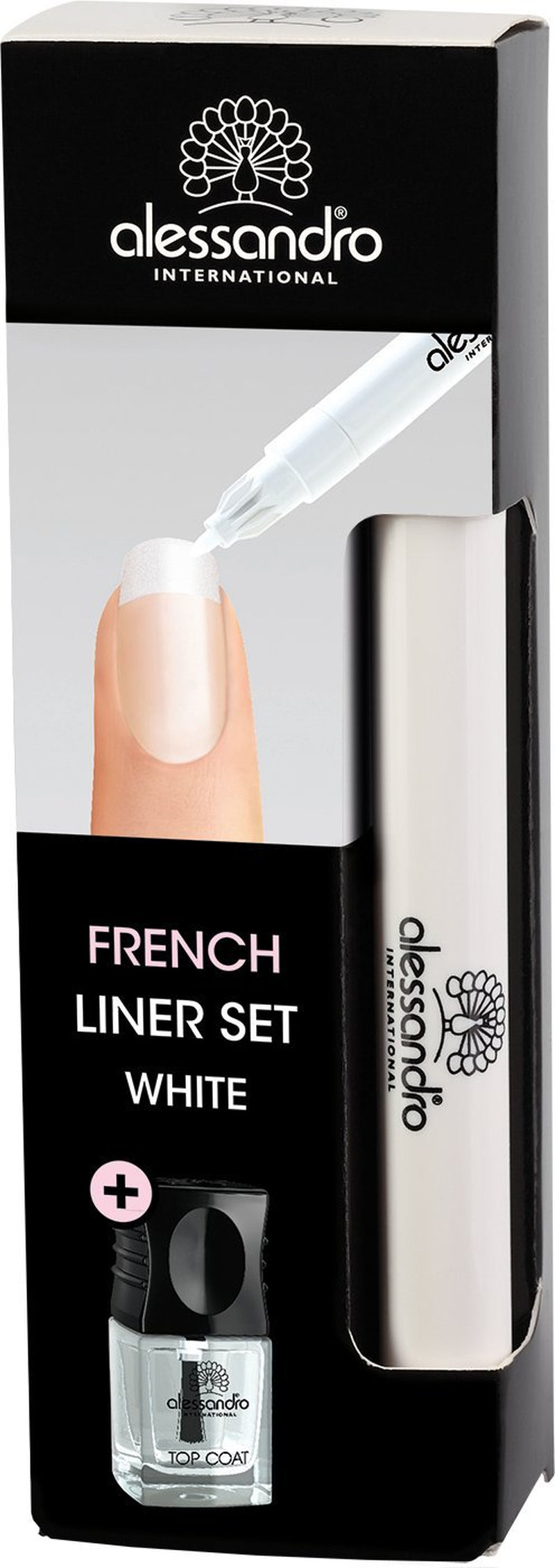 Set de eyeliner French Liner alessandro Effect Polish, alb, 1 pachet (3,2 ml + 5 ml)