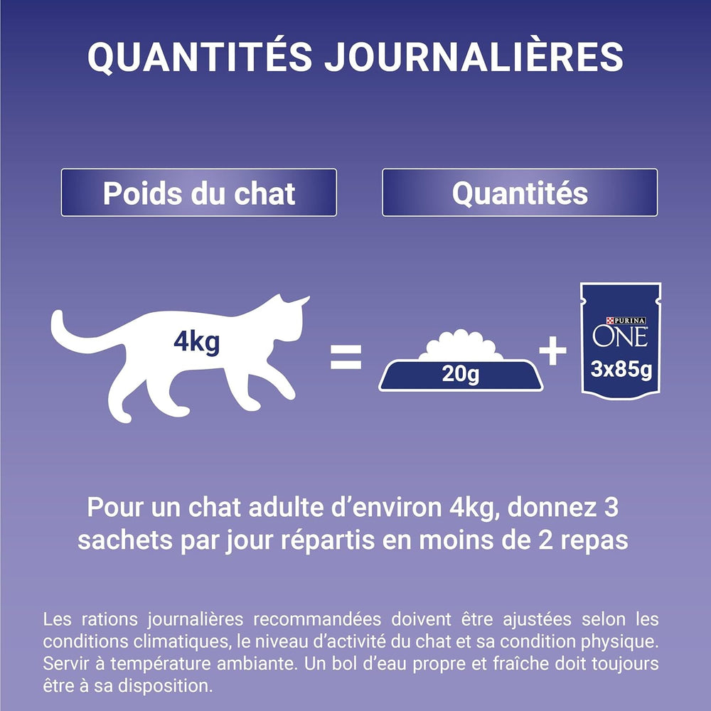 PURINA ONE | BIFENSIS | Hrană pentru pisici adulte sterilizate | Susține vitalitatea pisicii, oaselor, mușchilor și articulațiilor | În sos | Pliculețe cu rață, sardine, vită, prospețime | 1 bucată (8 x 85g)
