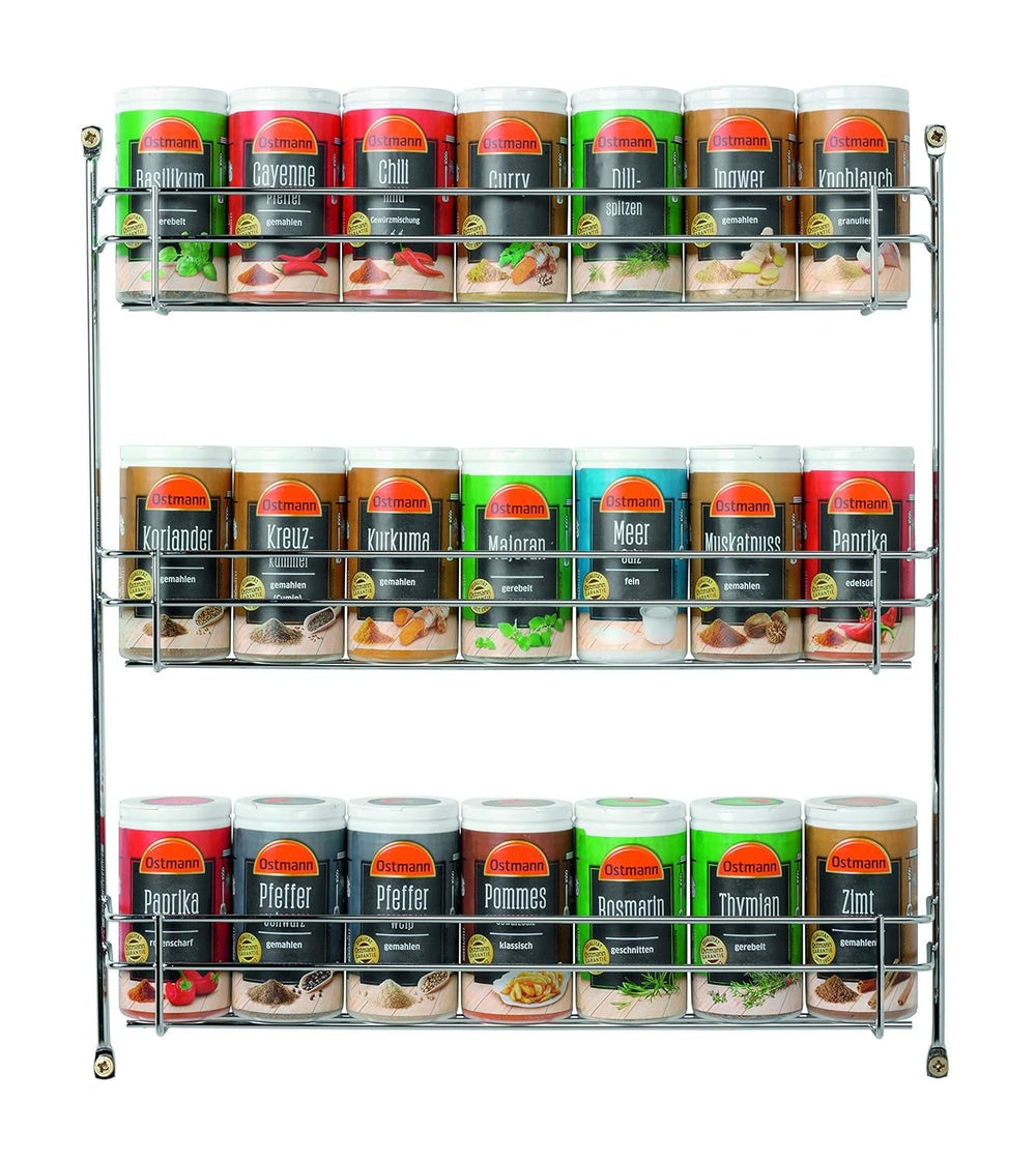 Ostmann Gewürze - gefülltes Gewürzregal mit 21 Gewürzdosen | Set aus Gewürze, Kräuter, Gewürzmischungen | zum Aufhängen | für die Schranktür | Menge: 1 Stück