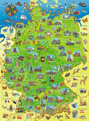 Puzzle pentru copii Ravensburger - Harta colorată a Germaniei - puzzle de 200 de piese pentru copii cu vârsta de 8 ani și peste Puzzle Naty Shop