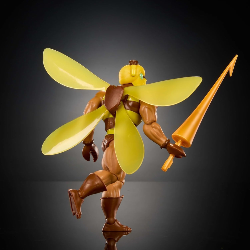 Masters of the Universe Origins Action Figure Buzz-Off din colecția de desene animate, aproximativ 14 cm înălțime, de la televiziunea din anii 1980, Bee Leader cu aripi și ochelari cu Javelin, JBM88 Action figures Naty Shop