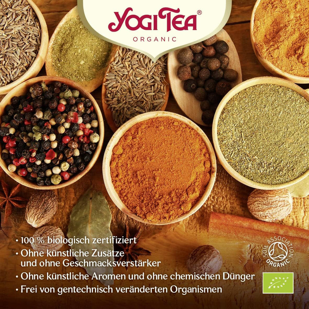 Yogi Tea - Tulsi Serenity, ceai ayurvedic din plante, fără cofeină, amestec de tulsi - busuioc „sfânt”, lemn dulce și portocală, Yogi Tea, pachet de 6, 6 x 17 pliculețe (102 pliculețe de ceai)