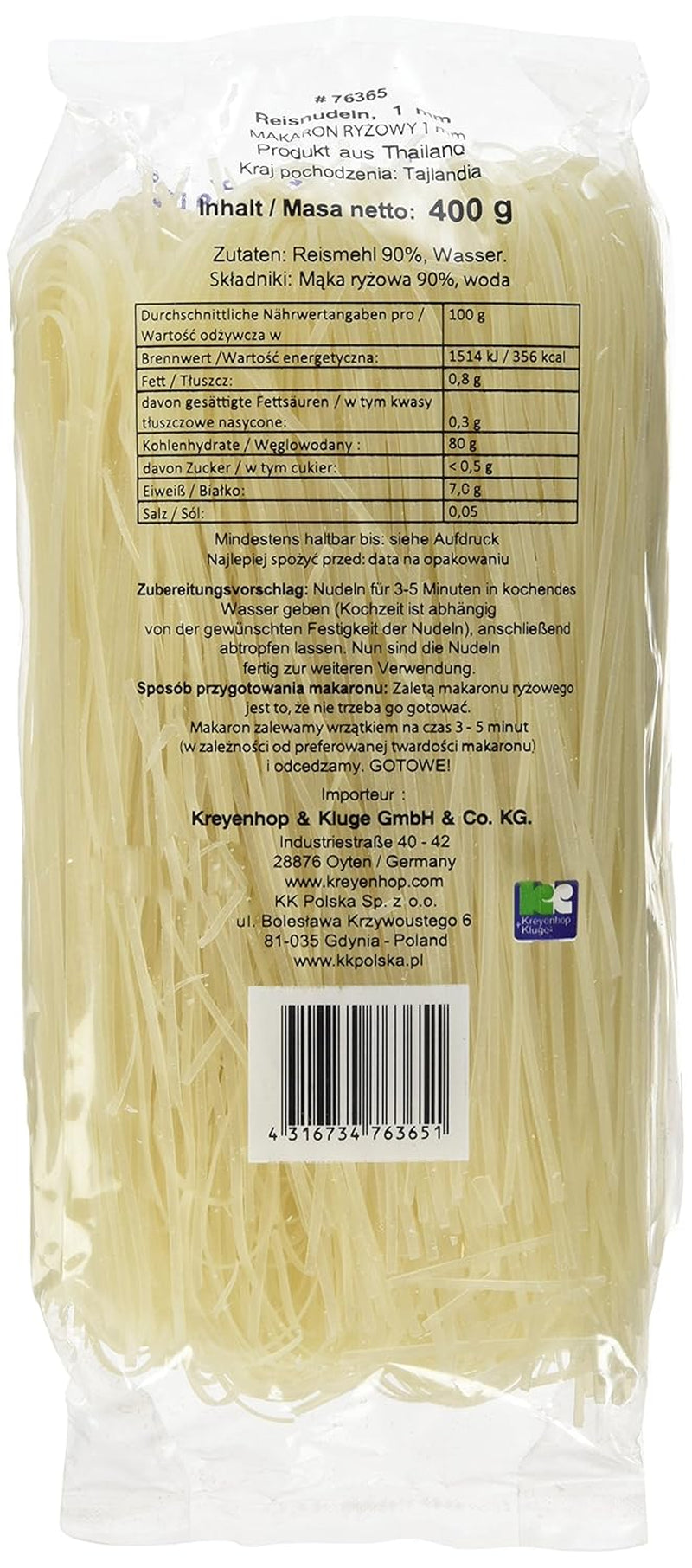 Tăiței de orez – thailandezi, tăiței panglică de orez cu lățimea de 1 mm, preparați din făină de orez – 17 x 400 g