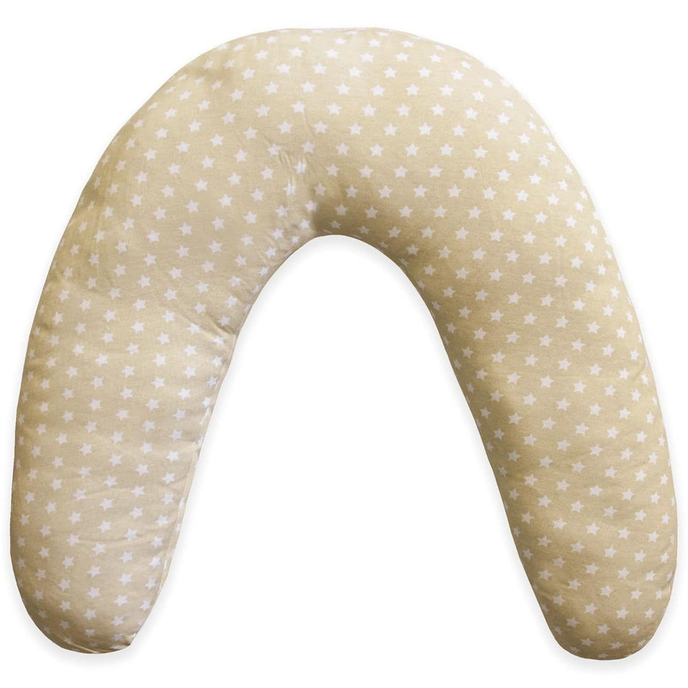 Pernă de alăptare pentru nou-născuți, XL, Husă din bumbac 100%, detașabilă și lavabilă, Umplutură din poliester, Motiv stele Accesorii Hrana si Alaptare Bebe Naty Shop Bej XL