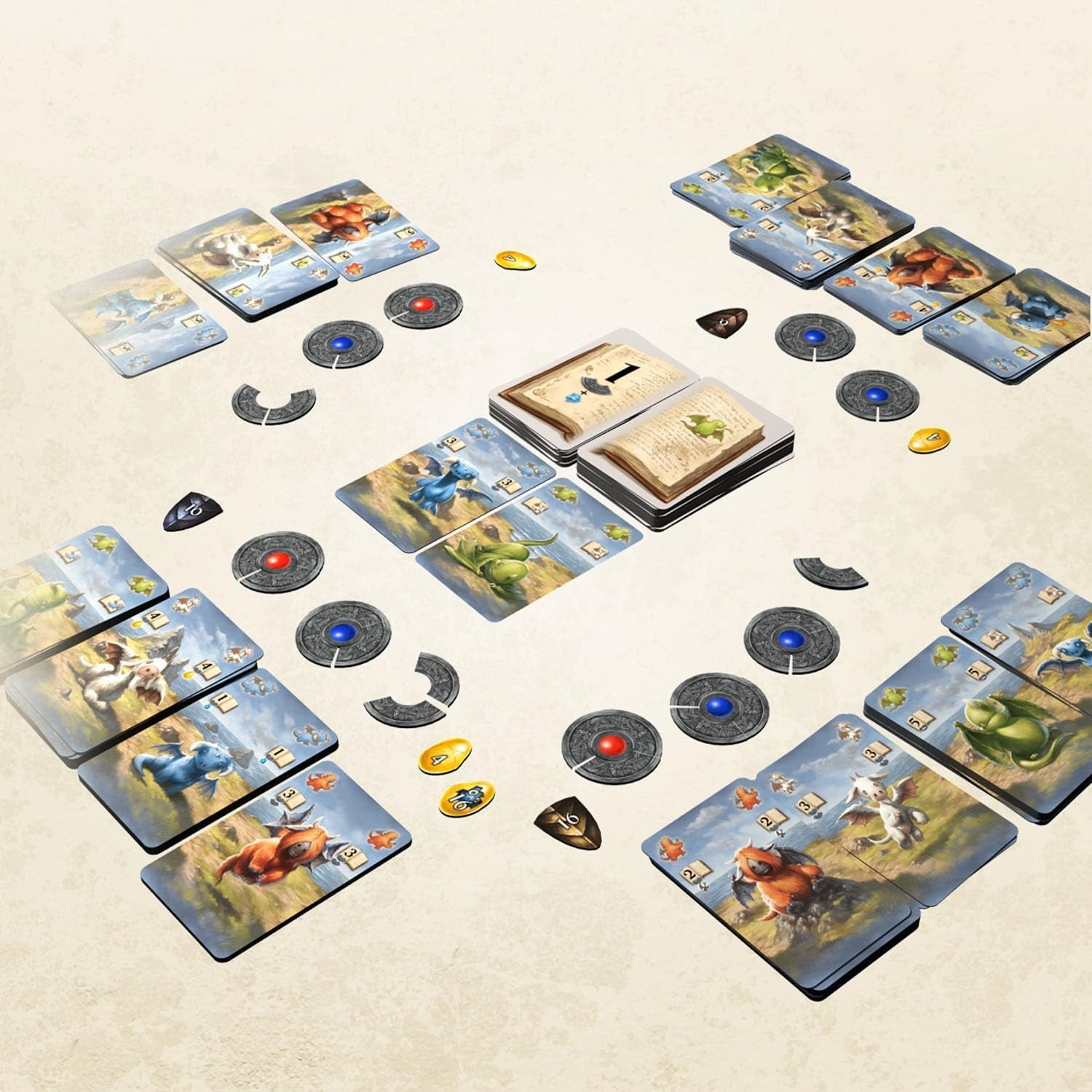 Kosmos 683757 Dragon Keeper, Joc de cărți mare pentru întreaga familie de la 8 ani, 123 de cărți de dragon frumoase, de format mare, de Michael Menzel, joc de societate, cadou