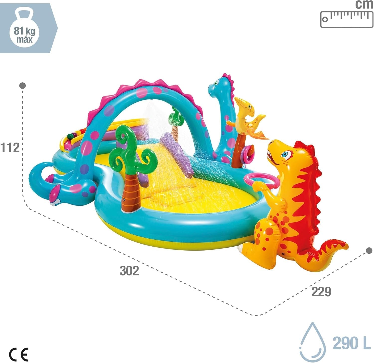 Intex 57135NP - Centru de joacă gonflabil Dinoland, Vinil, Multicolor, 302x229x112 cm