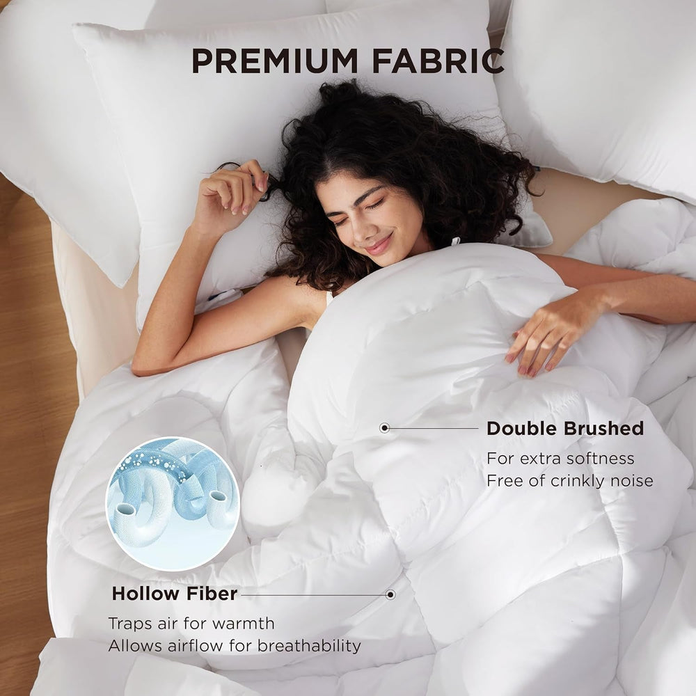 BEDSURE Cuvertură matlasată Full/Queen (88"X88") Alb Plapumi si pilote Naty Shop
