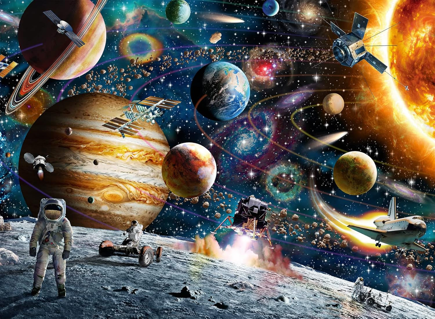 Ravensburger puzzle pentru copii - 10016 În spațiu - Puzzle spațial pentru copii cu vârsta de peste 7 ani, cu 150 de piese în format XXL Puzzle Naty Shop