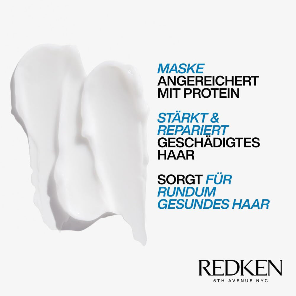 Redken Mască intensivă pentru păr pentru toate tipurile de păr deteriorat, repară și regenerează, anti-rupere, Mască Extreme Strength Builder Plus, 1 x 250 ml Masca de par Naty Shop