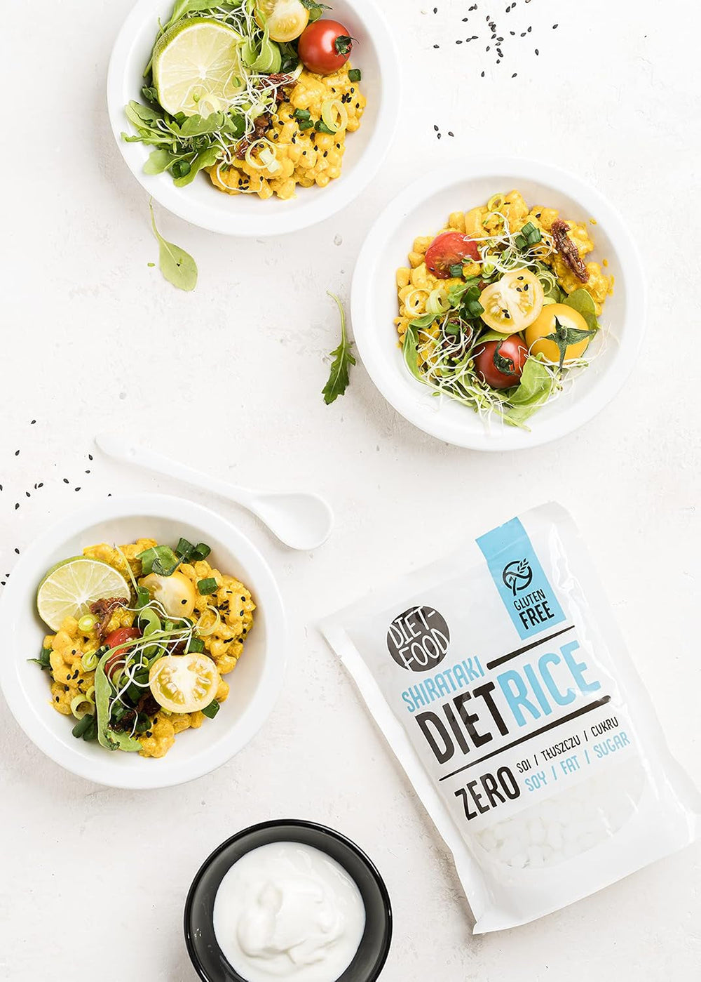 DIET-FOOD Orez instant Shirataki Konjac, conținut scăzut de carbohidrați, calorii scăzute, vegan, fără grăsimi, fără soia, fără gluten, keto-friendly, tăiței de orez pentru slăbit, 200 de grame