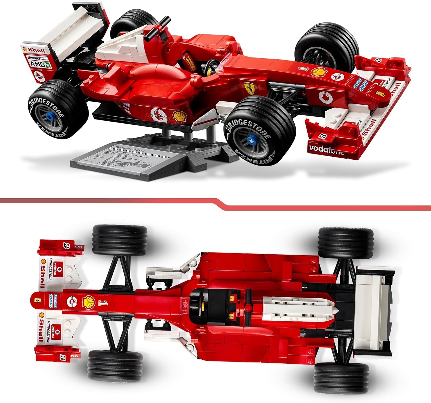 LEGO Icons Ferrari F2004 und Michael Schumacher - F1 Rennwagen Modellbau für Erwachsene - F1 Modellauto Set mit V10-Motor & sammelbarer Fahrer Minifigur - Formel 1 Geschenk zum Vatertag - 11375