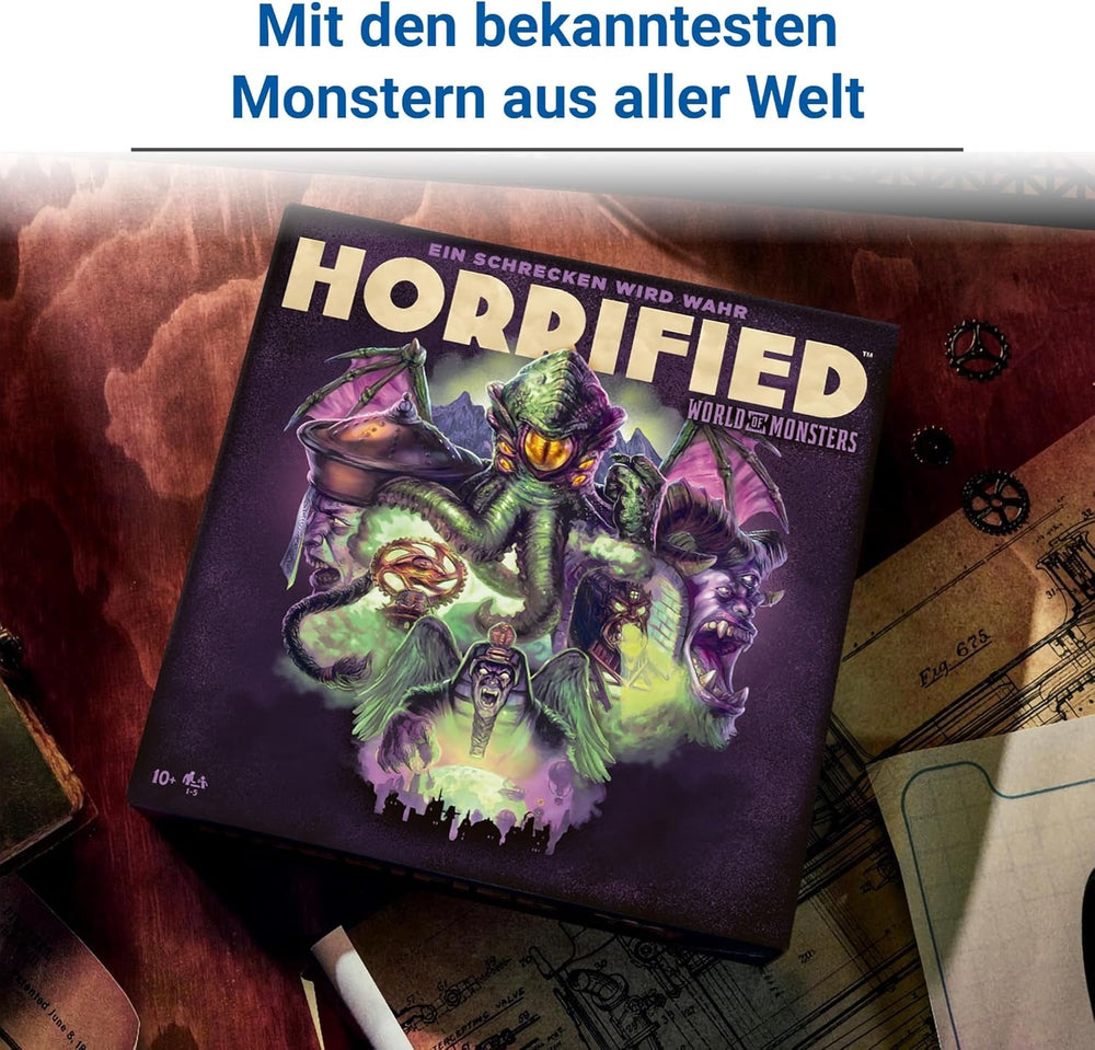 Ravensburger 22892 - Horrified: Lumea Monștrilor - Joc de societate cooperativ și captivant pentru vârste de 10 ani și peste, pentru seri de jocuri cu prietenii sau familia, pentru 1-5 fani Horrified