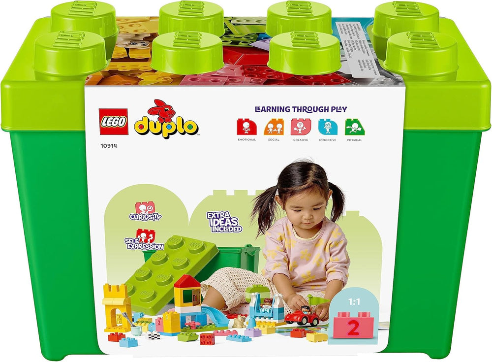 LEGO DUPLO Deluxe Brick Box - Fine Motor Skills Toys for 1+ Year Old Boys & Girls - incl. a Car, Number Bricks & Animal Figures, Plus Toy Storage - 10914
