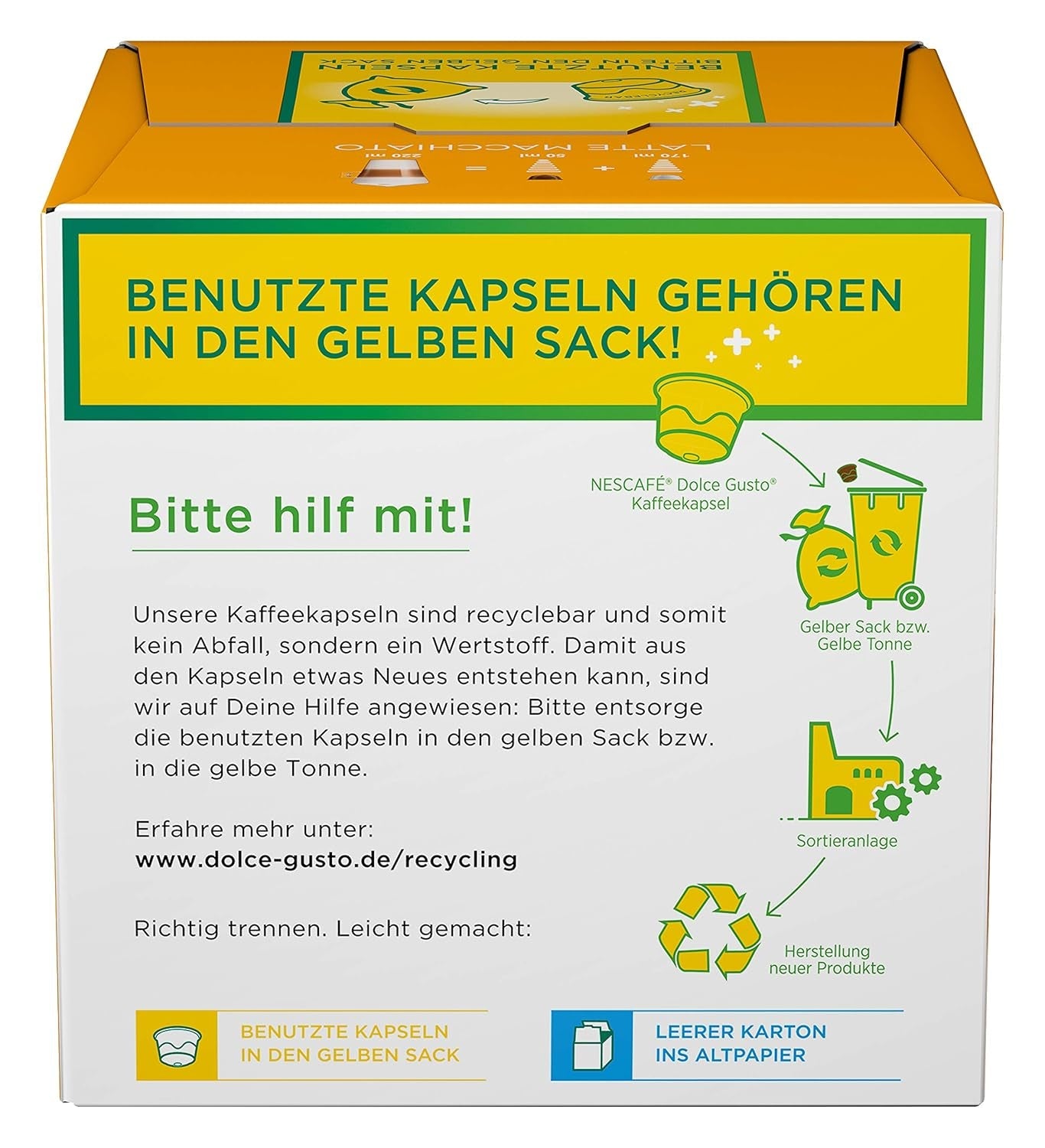 NESCAFÉ Dolce Gusto Latte Macchiato, 48 Kaffeekapseln, Aromatischer Espresso, 3-Schichten -Köstlichkeit aus feinem Milchschaum, Aromaversiegelte Kapseln, 9er Pack (3x16 Kapseln)
