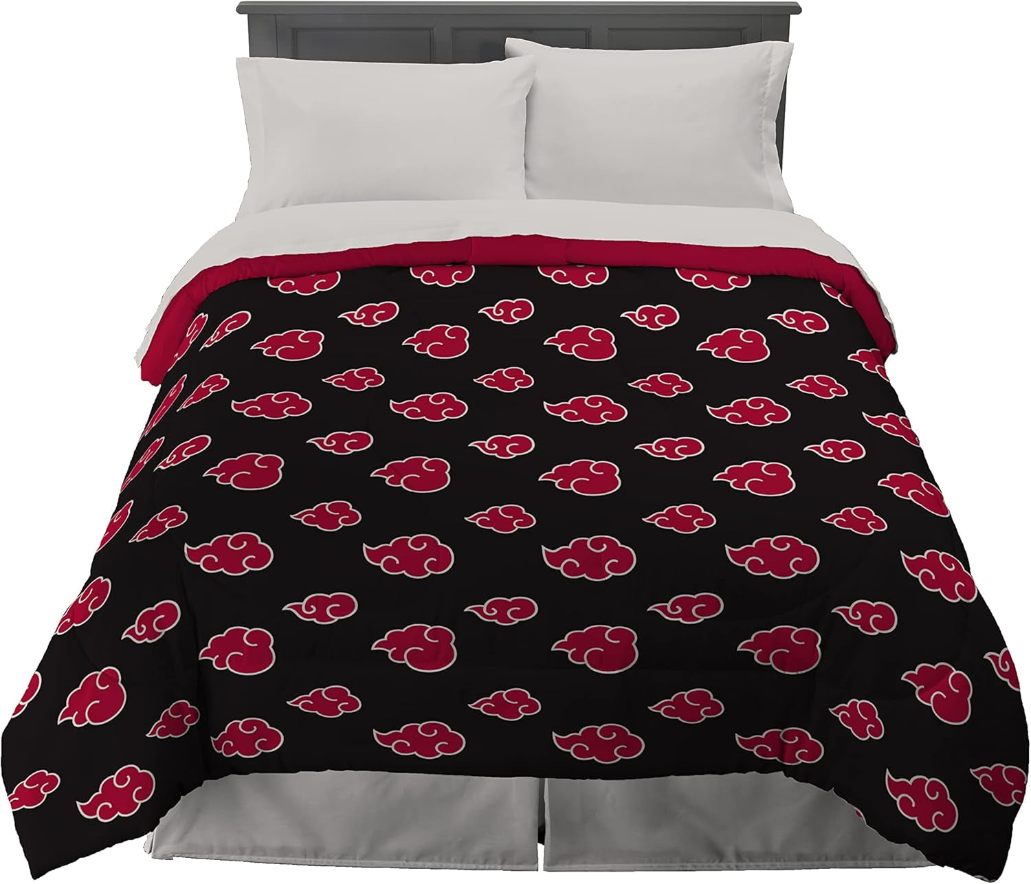 Franco Naruto Anime Akatsuki Pattern Lenjerie de pat moale microfibră Plapumă Queen, (produs oficial Naruto) Plapumi si pilote Naty Shop Naruto Regina