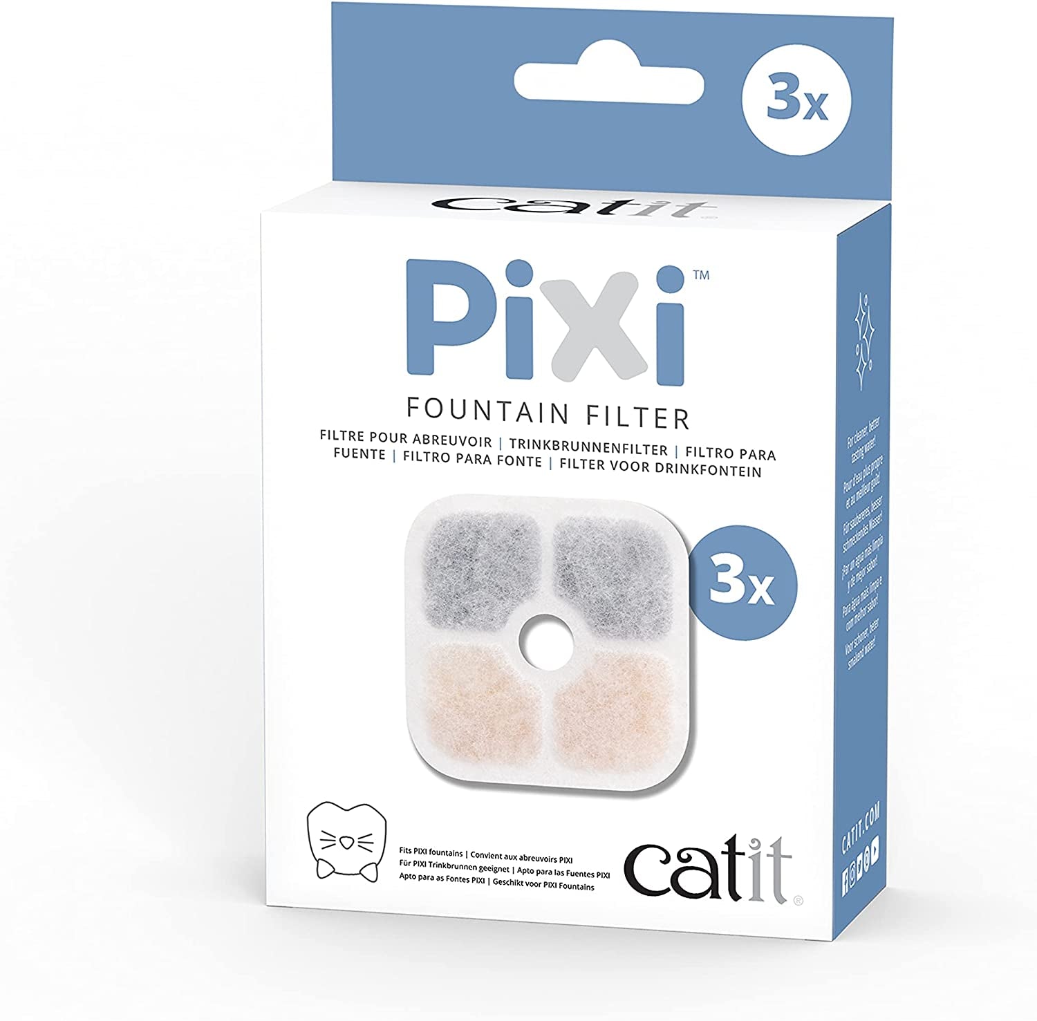 Catit 43722 Pixi Filtru de schimb, filtru pentru fântâna de băut Catit Pixi, pachet de 6, alb