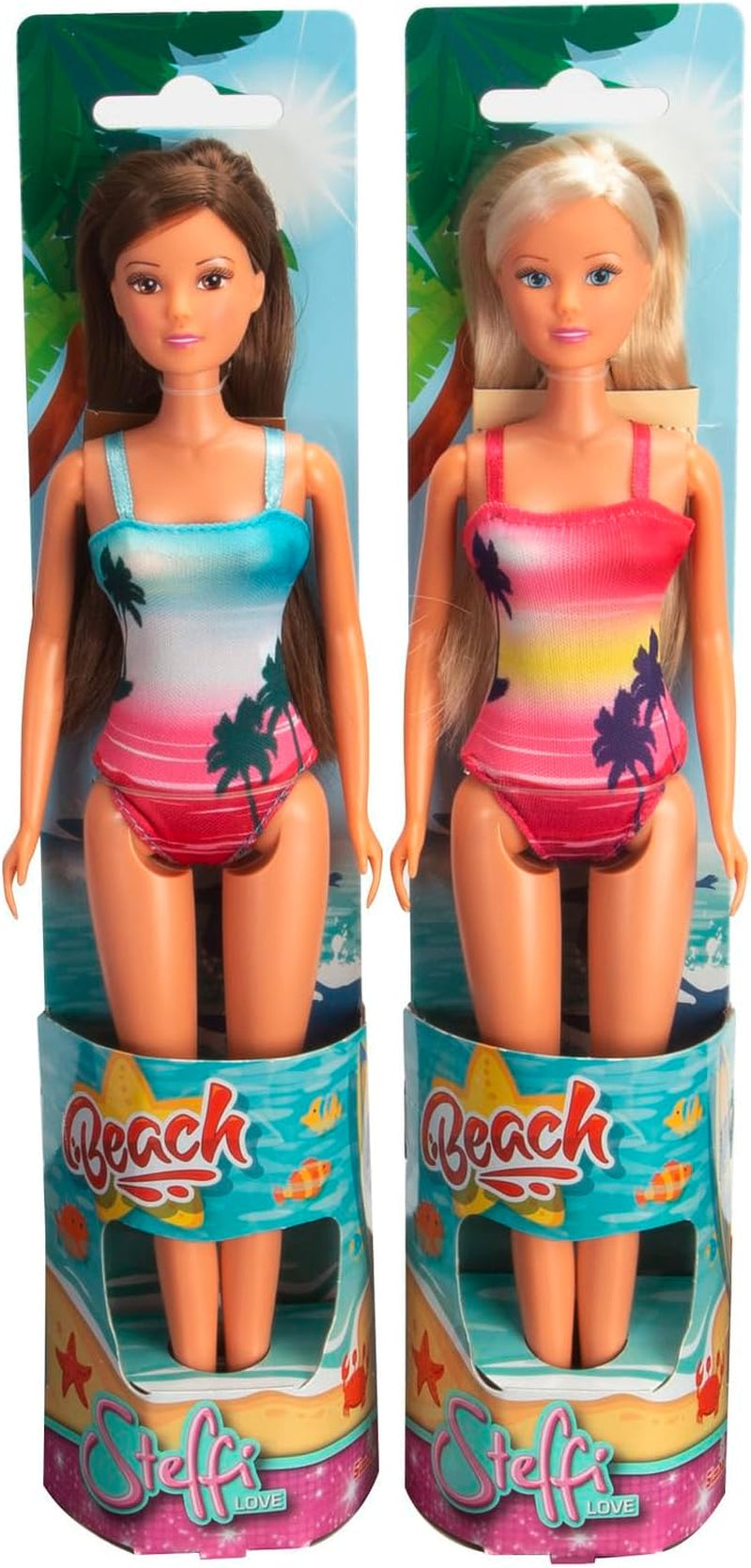Simba Steffi Love Beach, asortat în 2 feluri, va fi livrat doar UN articol, păpușă în costum de baie, păpușă de joacă 29 cm, vârste 3+