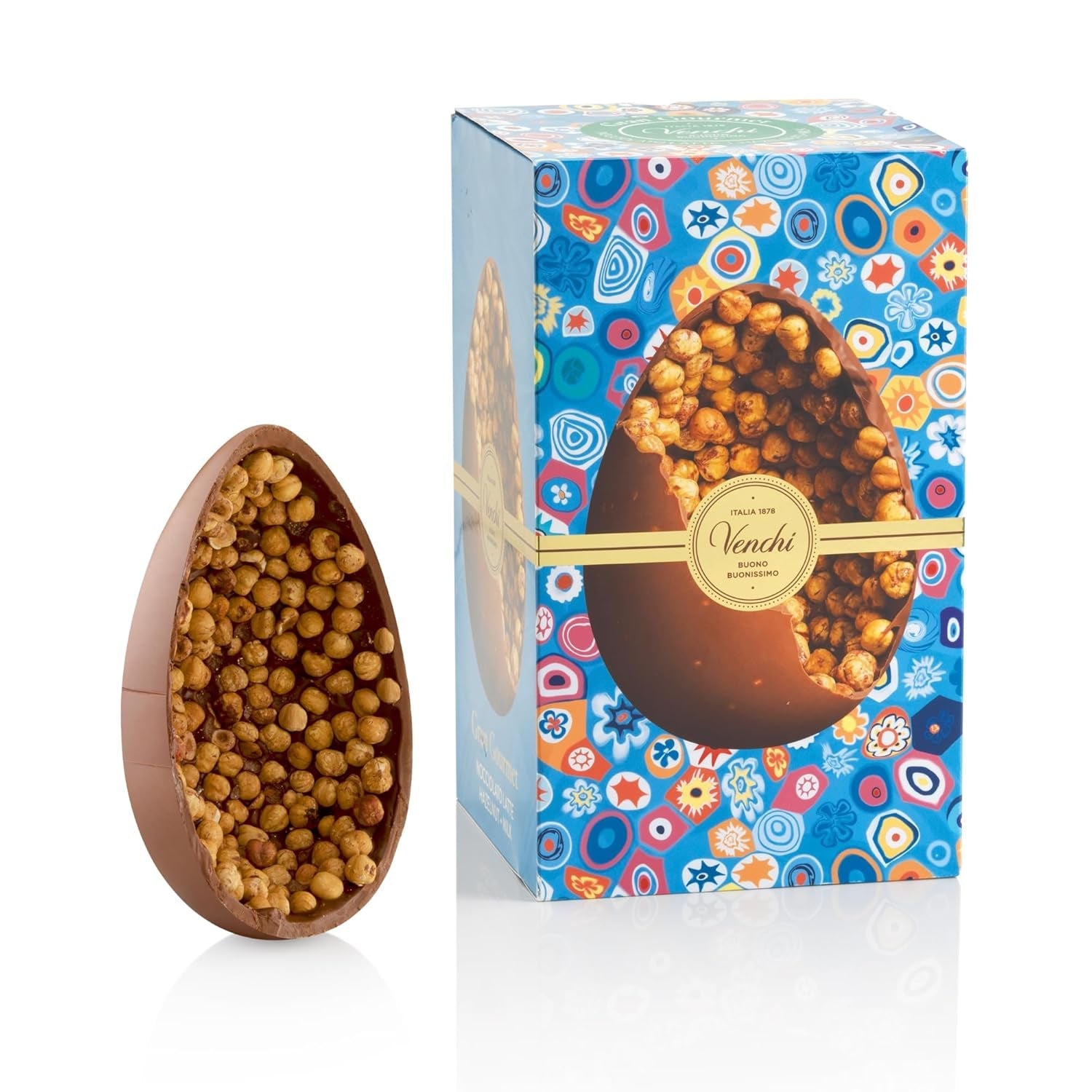 Venchi - Ou de ciocolată, aromă de fistic, cu fistic întreg, cu surpriză, fără gluten, 500g, colecție de Paște, idee de cadou