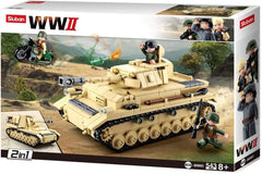 Sluban Klemmbausteine SL95565, WWII - Deutscher Panzer [M38-B0693], Spielset, Klemmbausteine, Soldaten, mit Spielfigur, Army WWII, Multi Color