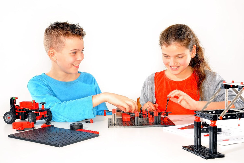 fischertechnik 536622 ADVANCED Mechanic & Static 2 – Bausatz für Kinder ab 9 Jahren, Experimentierkasten mit 30 Modellen, inkl. Motor, fördert technisches Verständnis, Rot