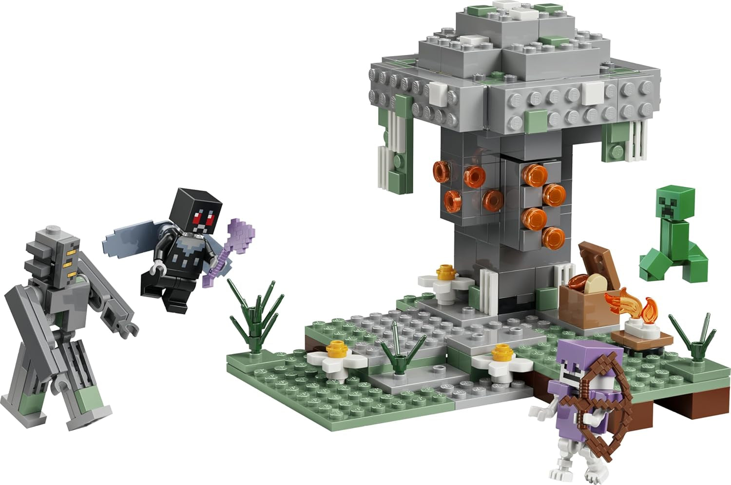 LEGO Minecraft Blasser Garten - Kreatives Spielzeug für Kinder - Spielzeugbiom für Jungen und Mädchen ab 7 Jahren - mit Minecraft Figuren - Mottenmann, Creeper, Skelett und Knarz - Geschenk - 21586