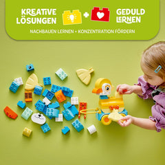 LEGO DUPLO Town Tiere auf Rädern 3-in-1-Set - Montessori Spielzeug zum Bauen von Ente, Fisch oder Hund mit Rädern und Ziehgriff - Geschenk für Mädchen und Jungen ab 2 Jahren - 10448
