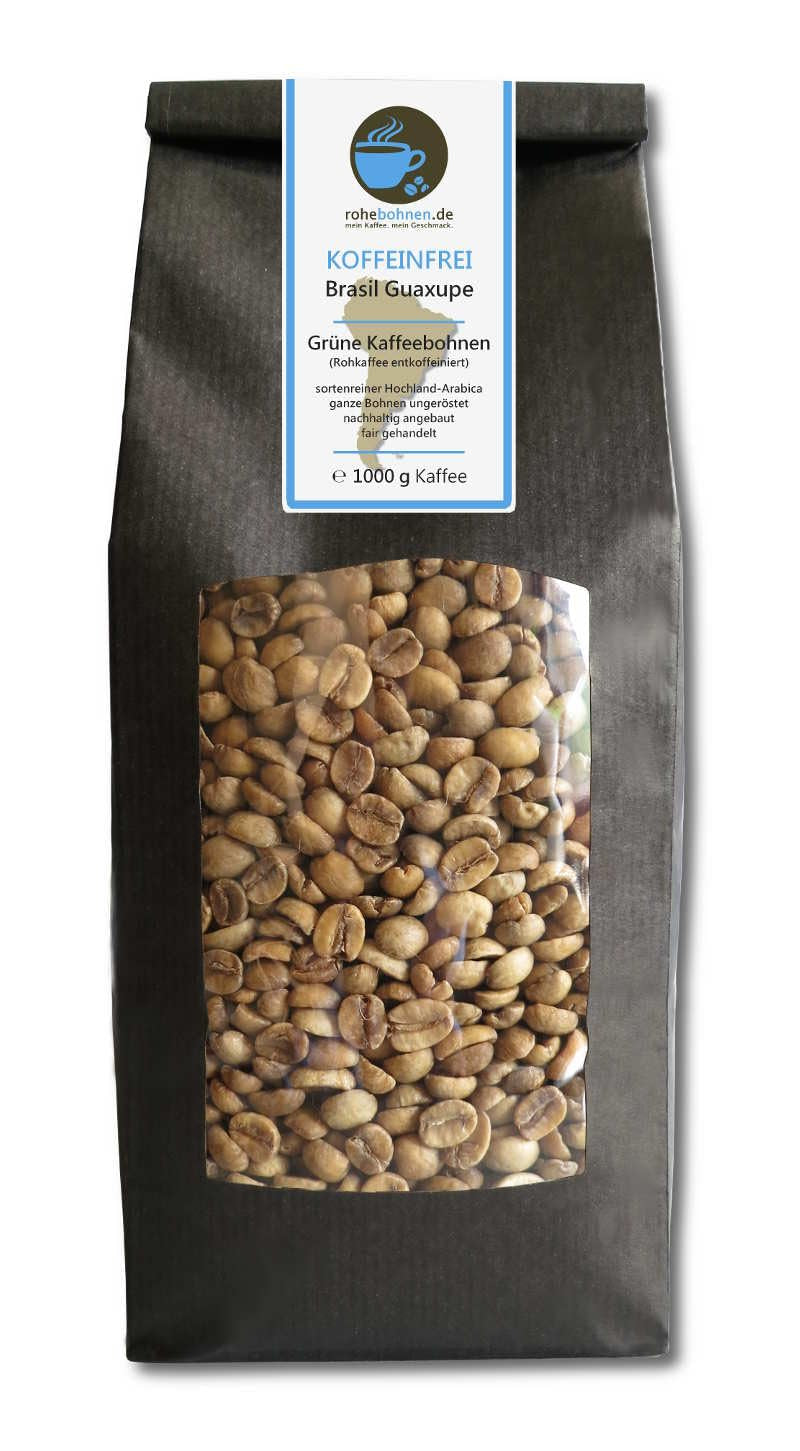 Cafea verde, cafea crudă, Guaxupe brazilian fără cofeină (boabe de cafea verde 1000g) - certificat GMP
