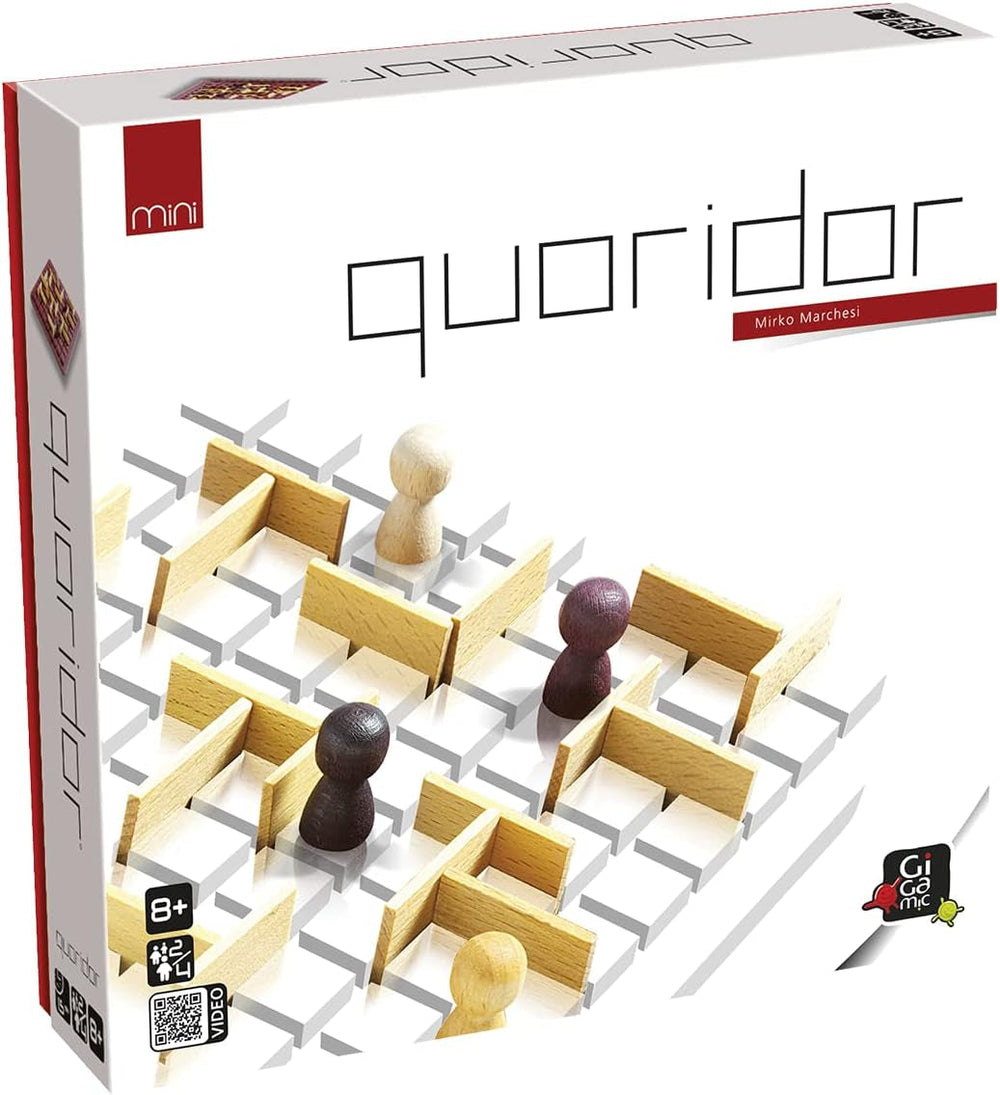 Gigamic, Quoridor Mini, joc de familie, joc din lemn, 2-4 jucători, vârste 8+, 15 minute, germană, multilingv, multicolor, colorat