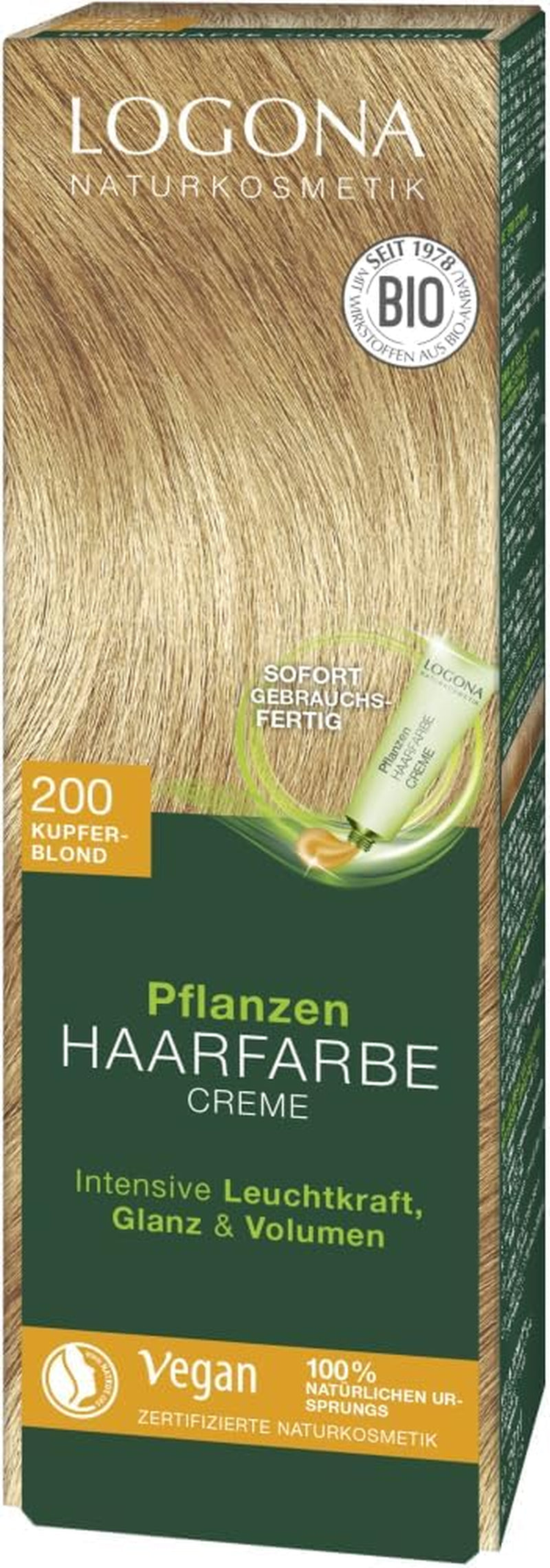 LOGONA Natural Cosmetics Plant Hair Colour Cream 240 Nougat Brown, Colorant natural pentru păr castaniu cu henna, cremă colorantă pentru tonuri de maro, colorare pentru păr închis la culoare, 150ml Vopsea pentru par Naty Shop Maro deschis