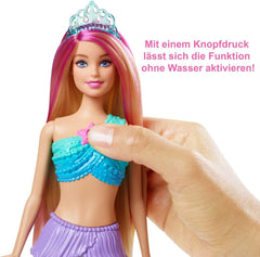 Barbie Dreamtopia Zauberlicht Meerjungfrau Puppe mit blonden Haaren, Barbiepuppe mit Meerjungfrauenschwanz, geeignet als Geschenk für Kinder ab 3 Jahren, HDJ36