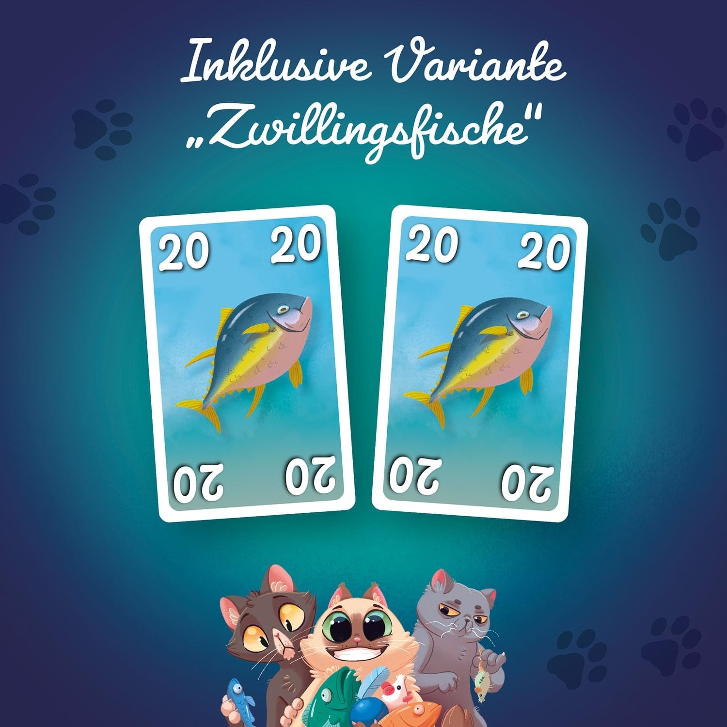 Kosmos 741846 Joc de cărți Fish & Fluff, un joc distractiv de licitare pentru întreaga familie, joc de societate pentru 2-6 jucători cu vârsta de 8 ani și peste, joc de petrecere