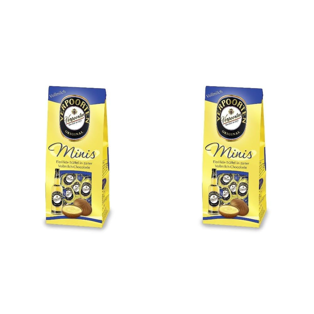 RCP Verpoorten Minis, Trufe cu lichior de ouă, Ciocolată cu lapte alpină, Umplutură lichidă, Conține alcool, Cadou minunat, 110 g (Pachet de 2)