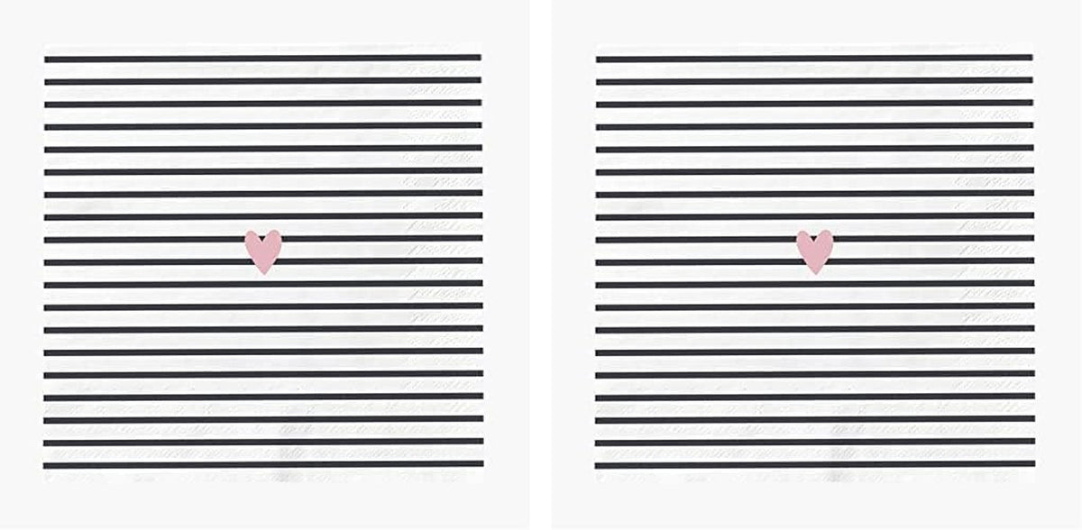 Șervețele Grafik-Werkstatt cu dicton 20 bucăți 25 cm X 25 cm Inimă albă-neagră (pachet cu 2)