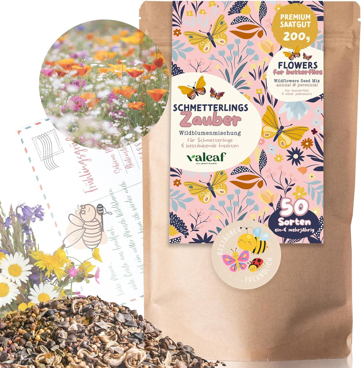 Schmetterlingswiese I 200 G I Blumenmischung Für 200 M² I Blumenwiese Samen Mehrährig Und Einjährig I Wildblumensamen Für Schmetterlinge Und Bienen I Wiesenblumen Samen