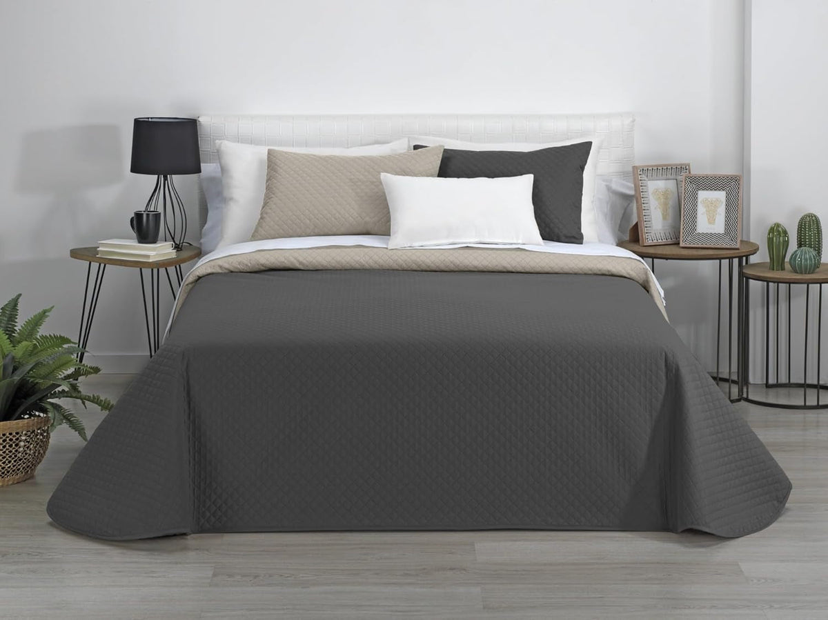 Estoralis | AVA | Plapumă Reversibilă | Pentru Toate Anotimpurile | Culoare - Gri/Antracit | Pentru pat de 105 Cm. (200 X 270 Cm. Ancho X Alto) | Cuvertură cu matlasare Plapumi si pilote Naty Shop Titlu implicit