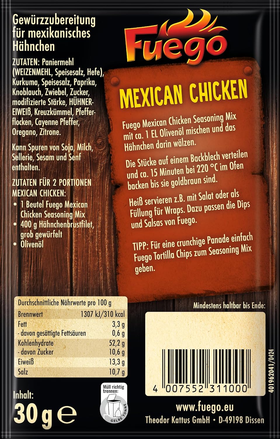 Fuego Amestec Condiment Pentru Pui Mexican - Pentru 2 Porții
