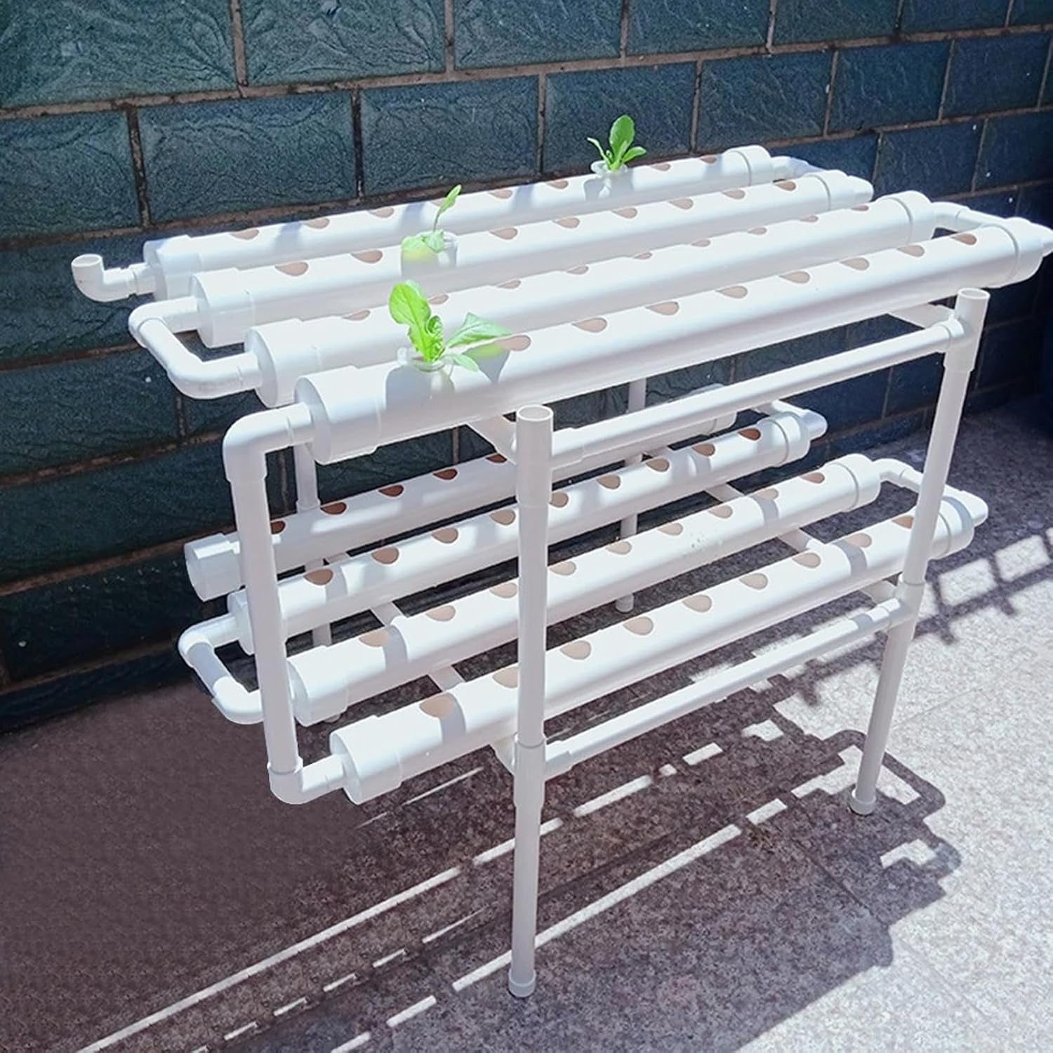 Kit de creștere hidroponică, sistem de creștere hidroponică din PVC, 2 straturi, 72 de găuri, sistem hidroponic, kit de creștere, sisteme de creștere a plantelor fără sol, sistem de cultură hidroponică fără sol în apă