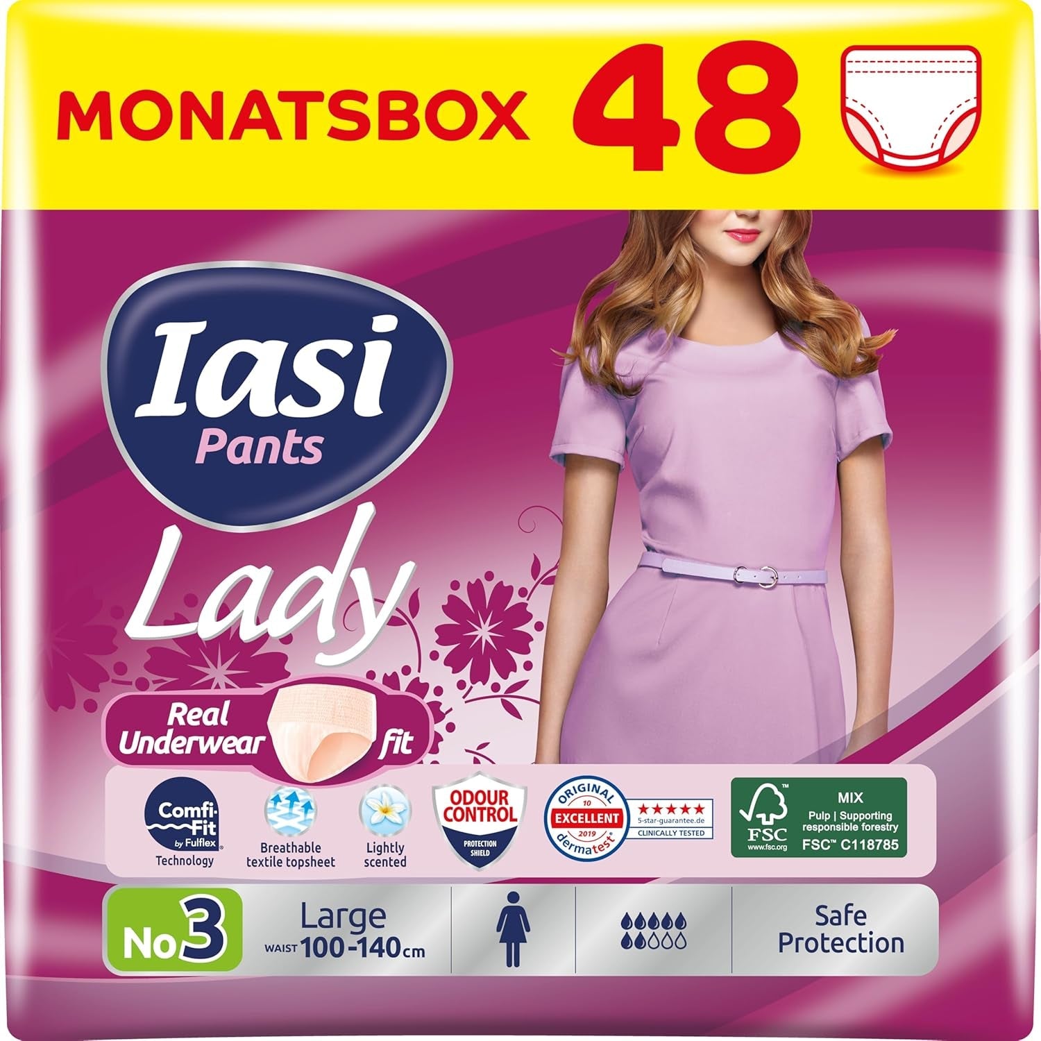 Pantaloni LADY, 48 de pantaloni de incontinență urinară de unică folosință, absorbție Plus, mărimea S pentru femei, 48 de bucăți