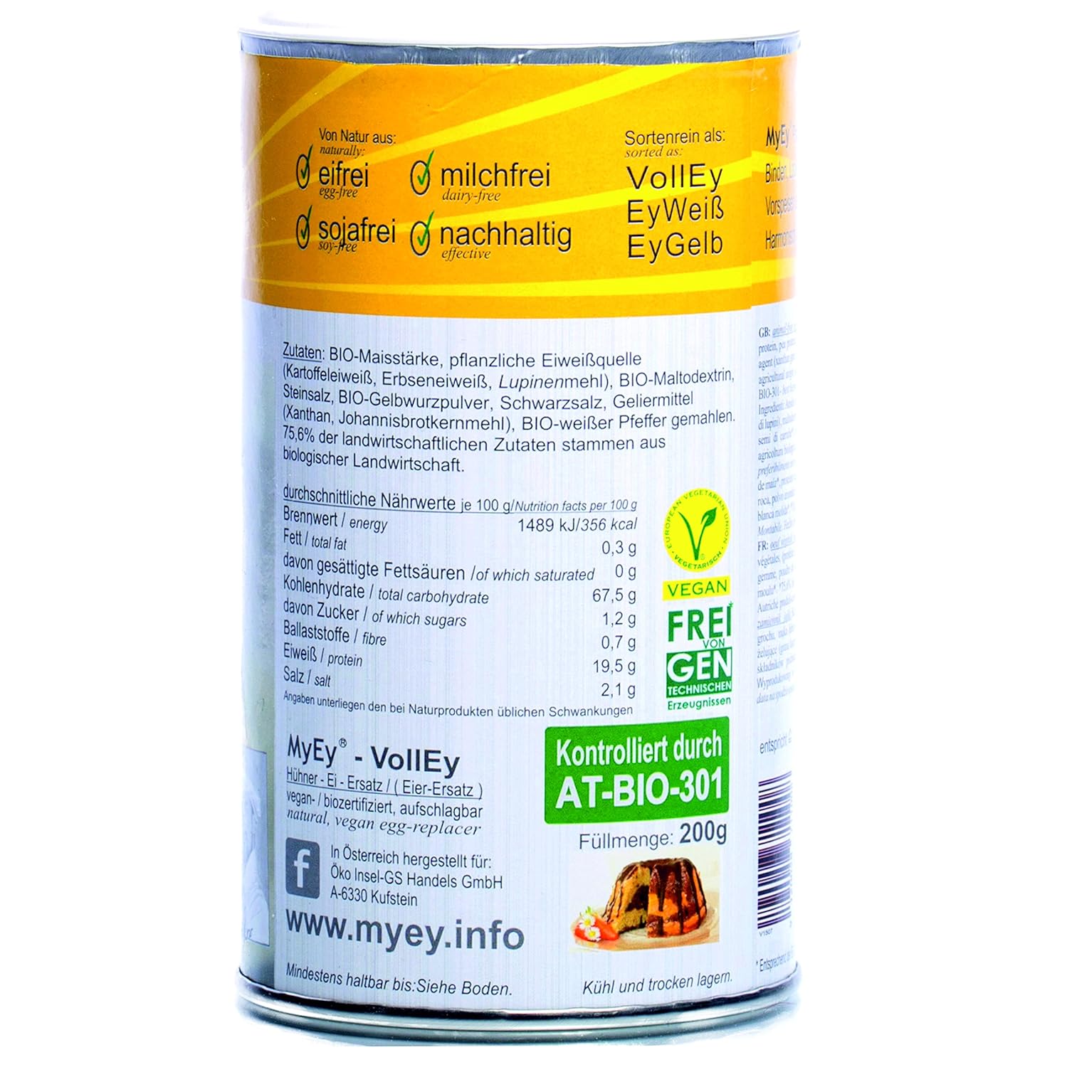 MyEy VollEy Ei Ersatz 200g - Pudră vegană pentru gătit și coacere