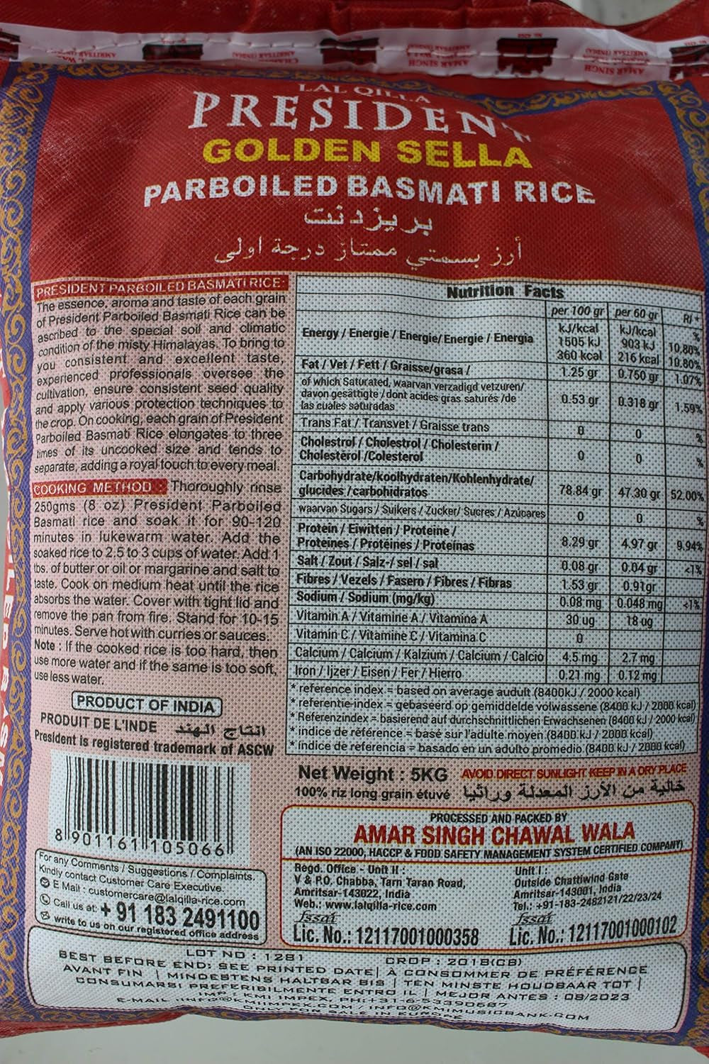 PREȘEDINTE - Orez Basmati Golden Sella, (1 X 5 KG)