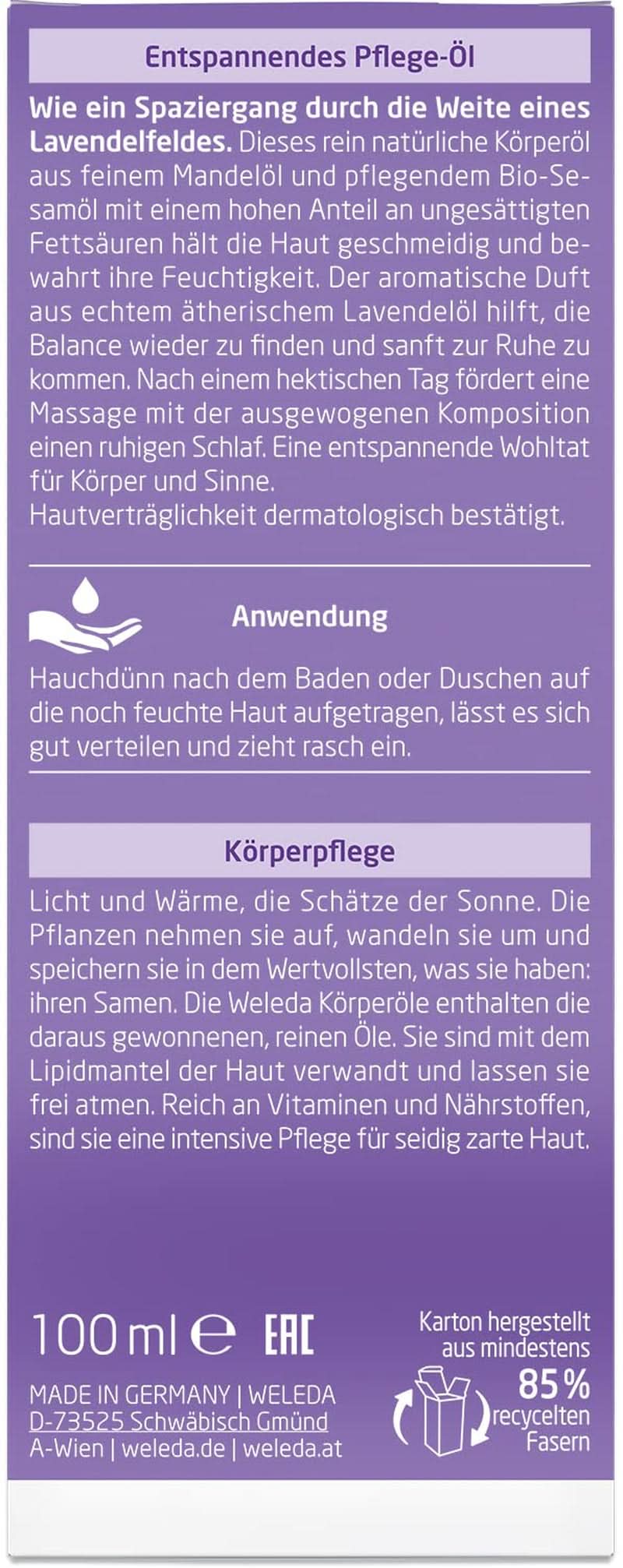 WELEDA Organic Lavender Body Oil, 100 ml Cosmetice si Infrumusetare Naty Shop