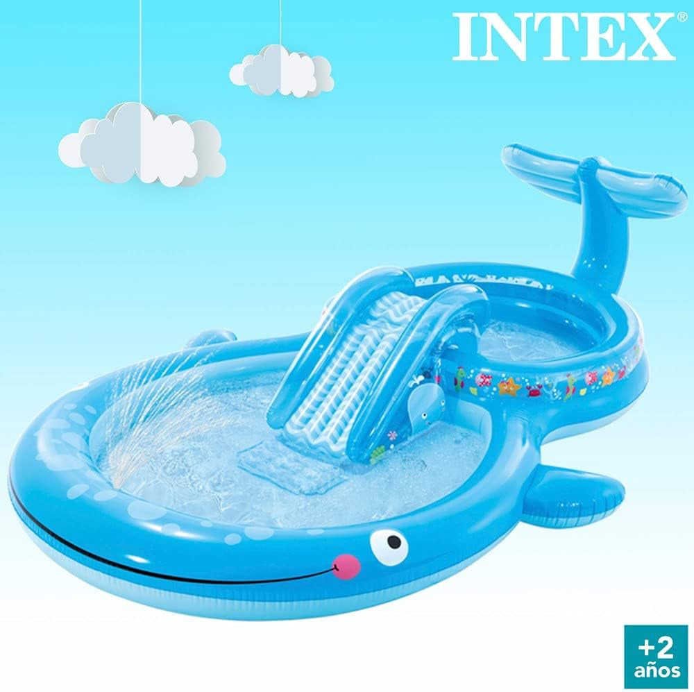 Intex 57176NP - Centru de joacă gonflabil Whale, vinil, albastru, 373x234x99 cm