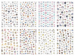 JMEOWIO Nagelsticker Tierische 8 Blatt Nail Art Sticker Selbstklebend Nagelaufkleber Katze Niedlich Dekoration Nageldesign Zubehör