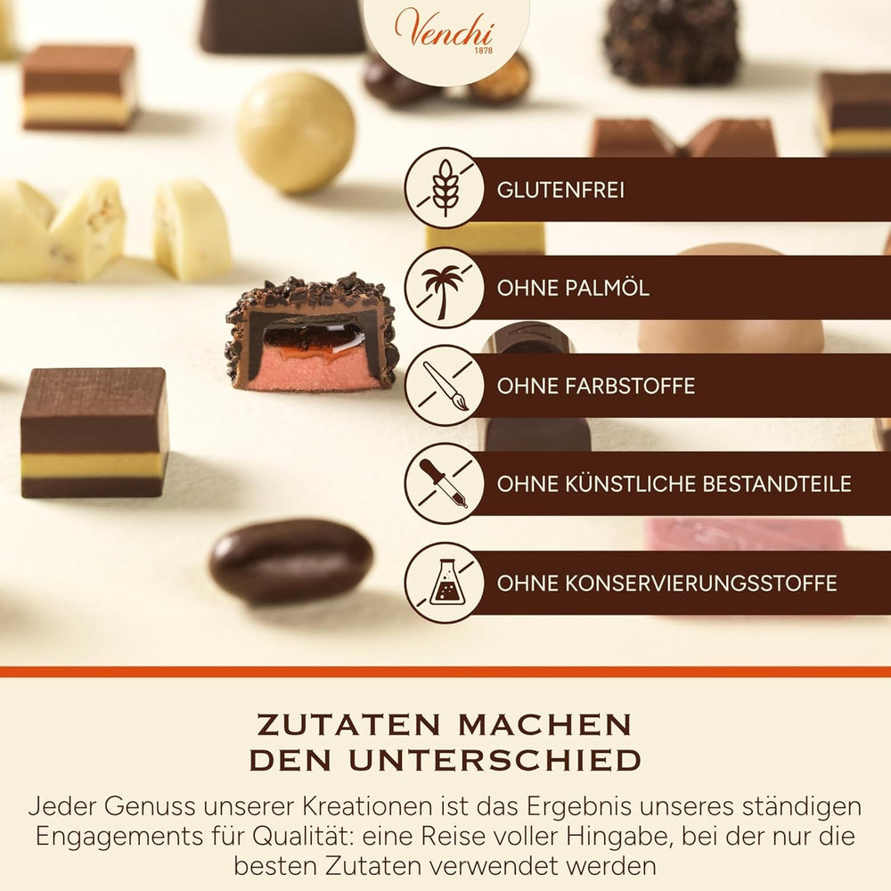 Venchi - Cremino Extra Black Chocolate - Ciocolată neagră cu pastă de migdale și „alune de pădure piemonteze IGP”, 1 kg, fără gluten, fără coloranți și fără conservanți