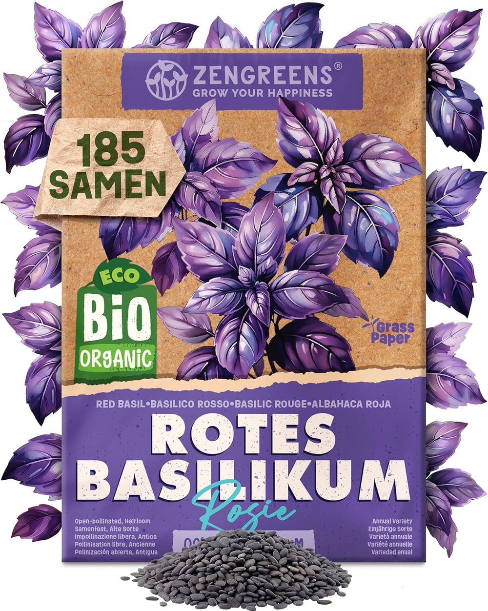 Semințe de busuioc organice într-un set de 6 - 6 semințe de busuioc pentru cultivare ușoară în grădină, balcon sau strat înălțat - semințe de plante - răsaduri