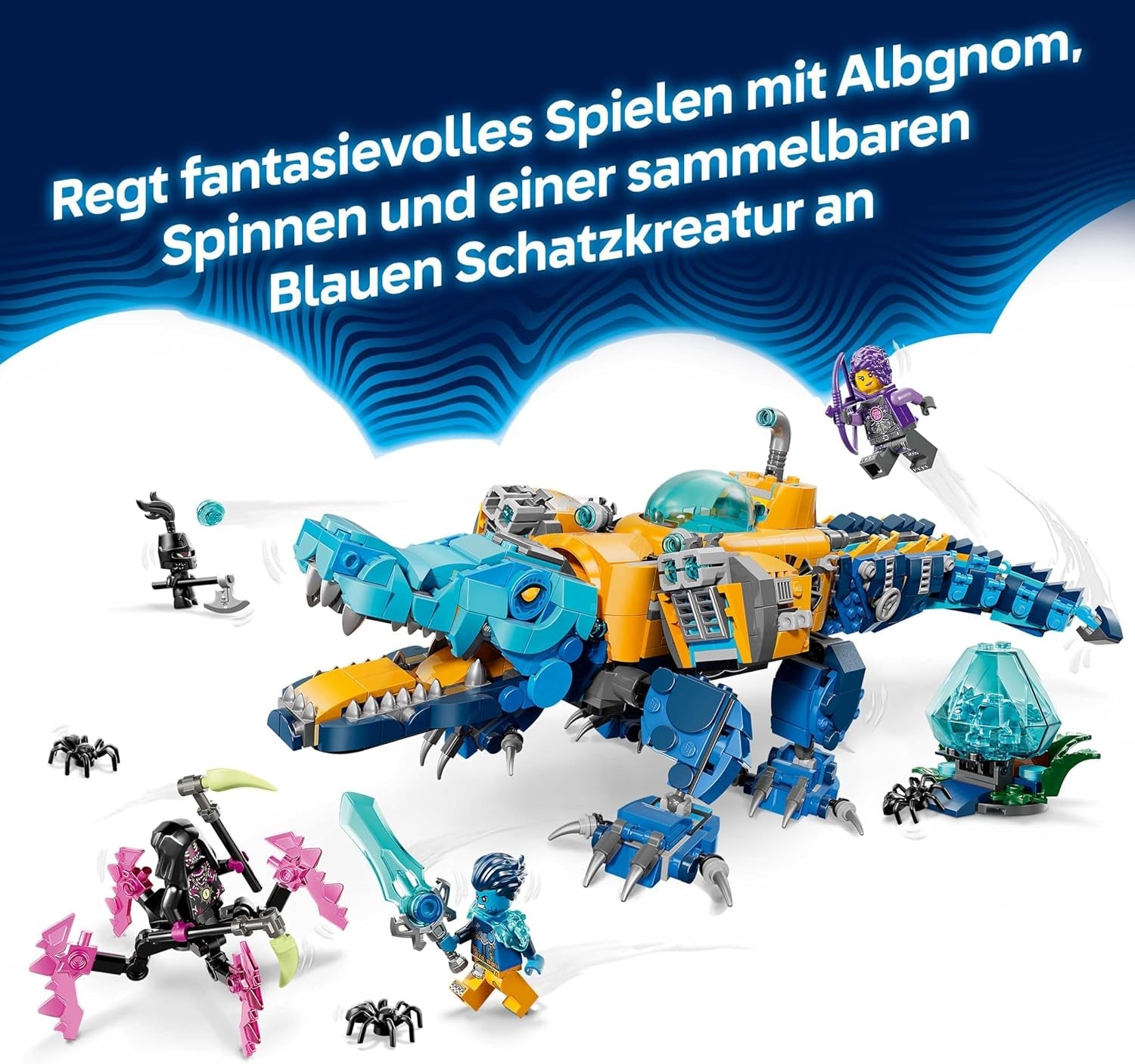 LEGO DREAMZzz 2in1 Krokodil-U-Boot - Spielzeug verwandelbar in Adler-U-Boot - inkl. 3 Minifiguren, 2 Spinnen und Einer sammelbaren blauen Schatz-Kreatur - Geschenk für Jungen ab 8 Jahren - 71512